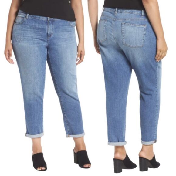 Eileen Fisher -22 Stretch Organic Cotton Boyfriend Jeans Mid-Rise Distressed 6 - Picture 3 of 9